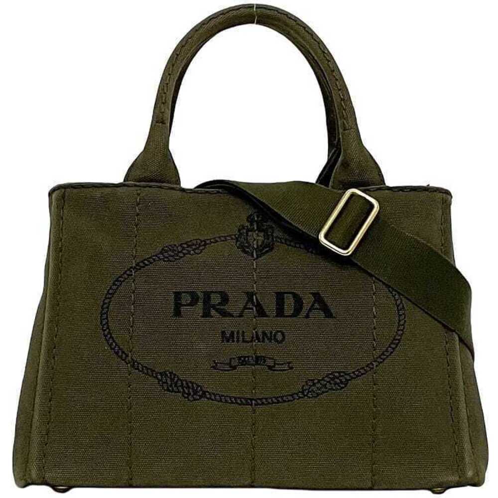 Prada bag Canapa tote Khaki Green Canvas Dark green Handbag Shoulder